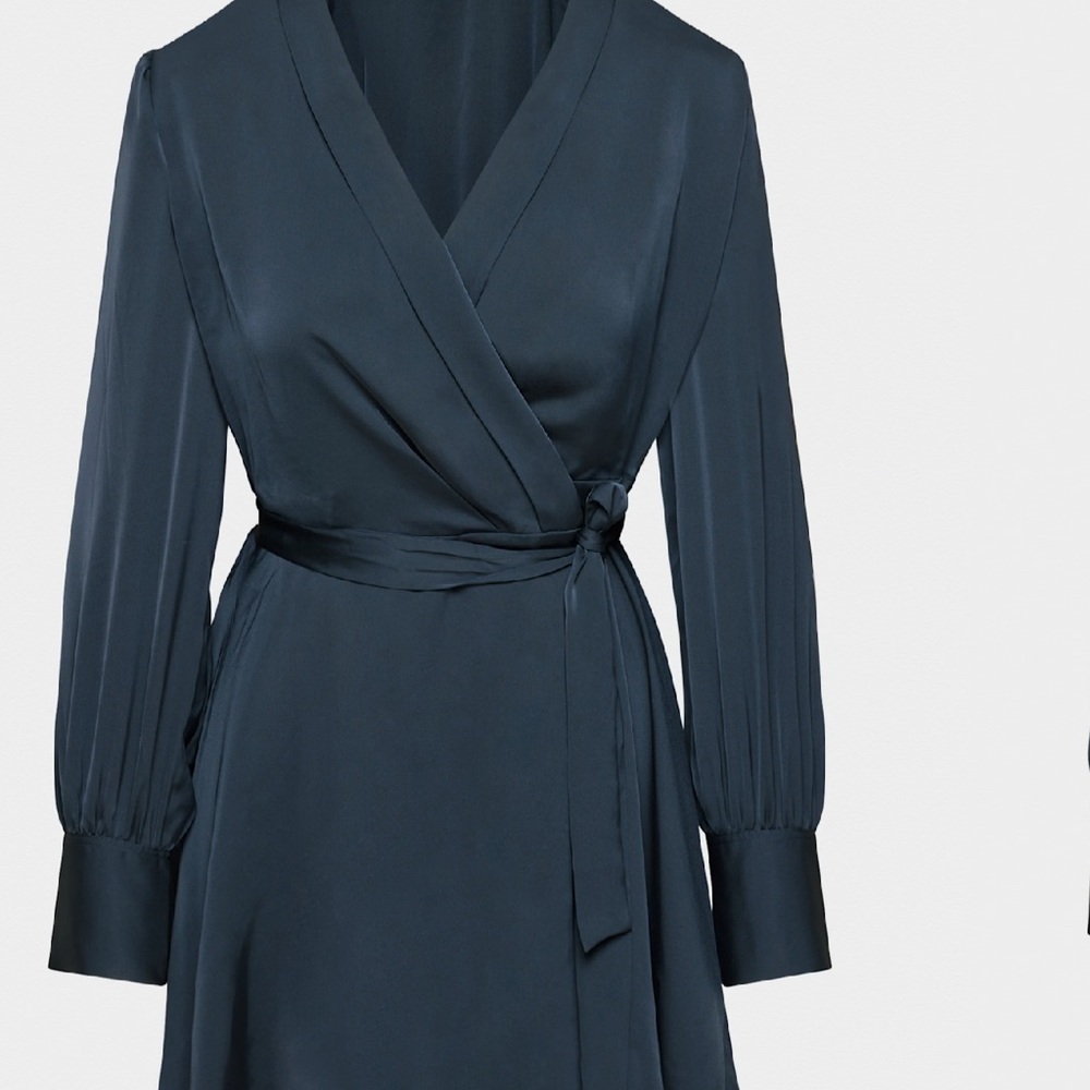 Elegant Navy Silk Mini Wrap Dress